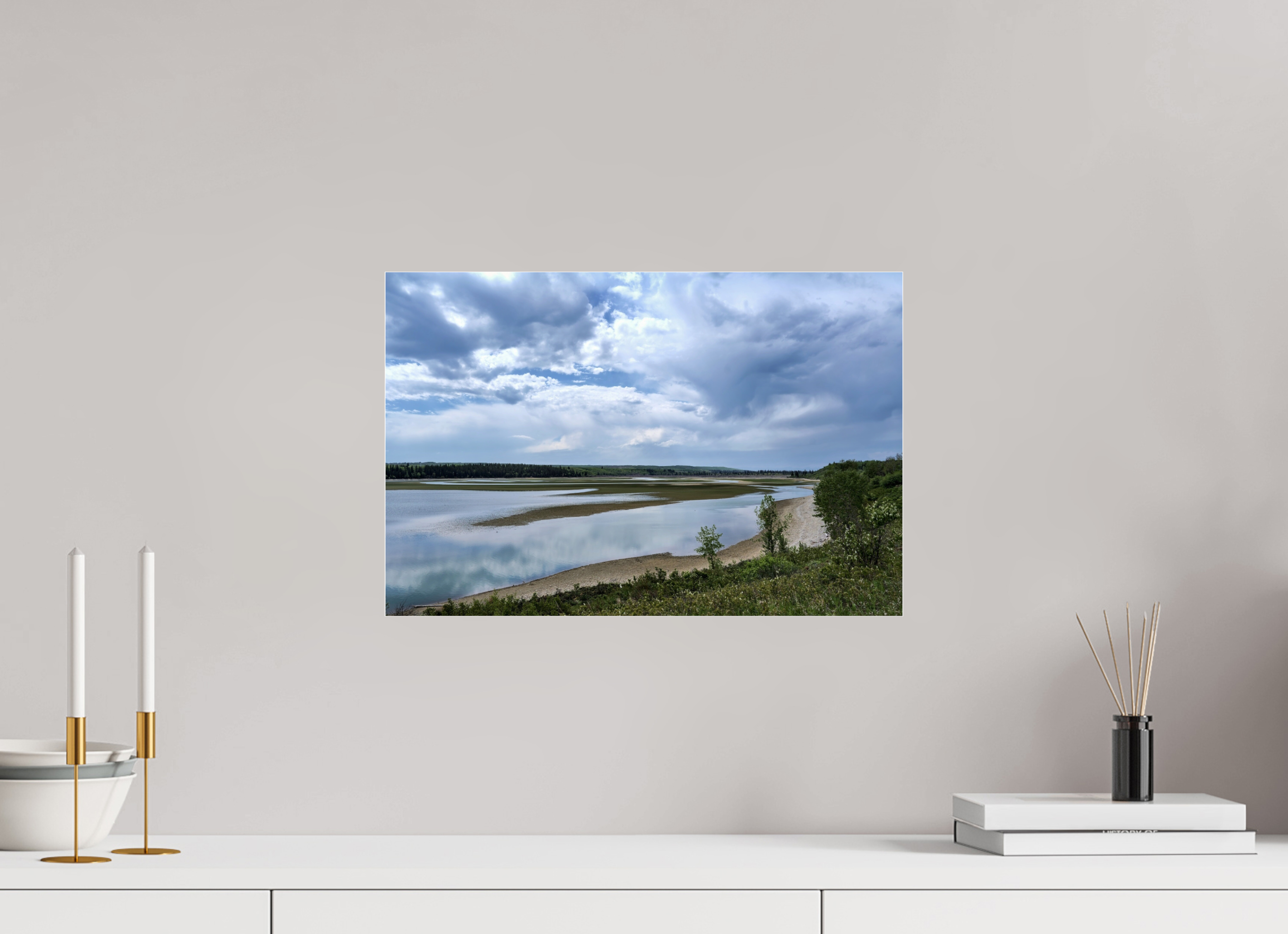 45.1 x 30 cm, Photo Print Under Acrylic Glass Glancing at the reservoir