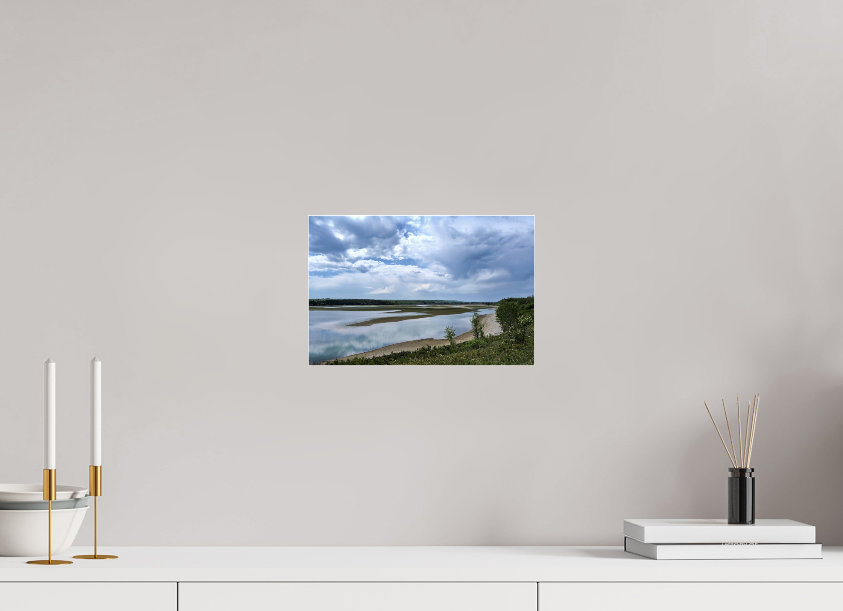 30.1 x 20 cm, Photo Print Under Acrylic Glass Glancing at the reservoir