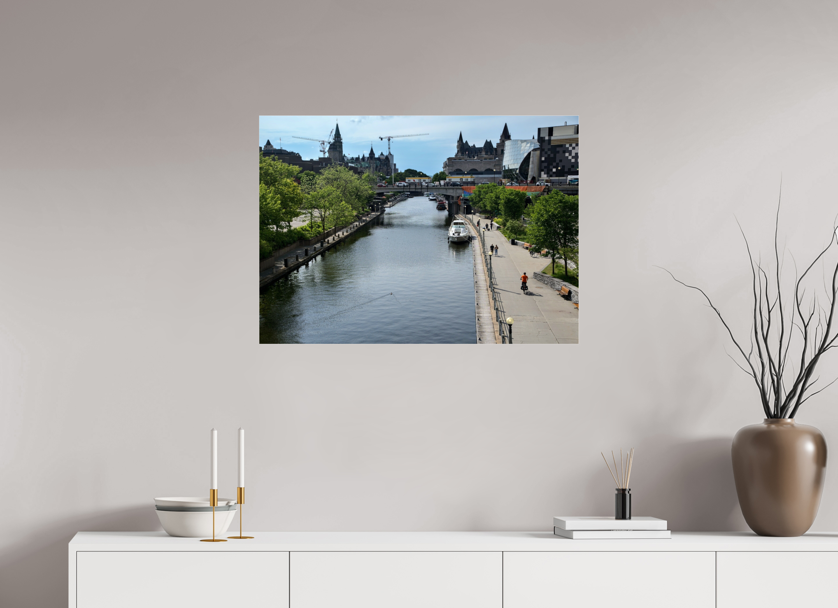 84 x 60 cm, Photo Print Under Acrylic Glass Sunny day on the Rideau Canal