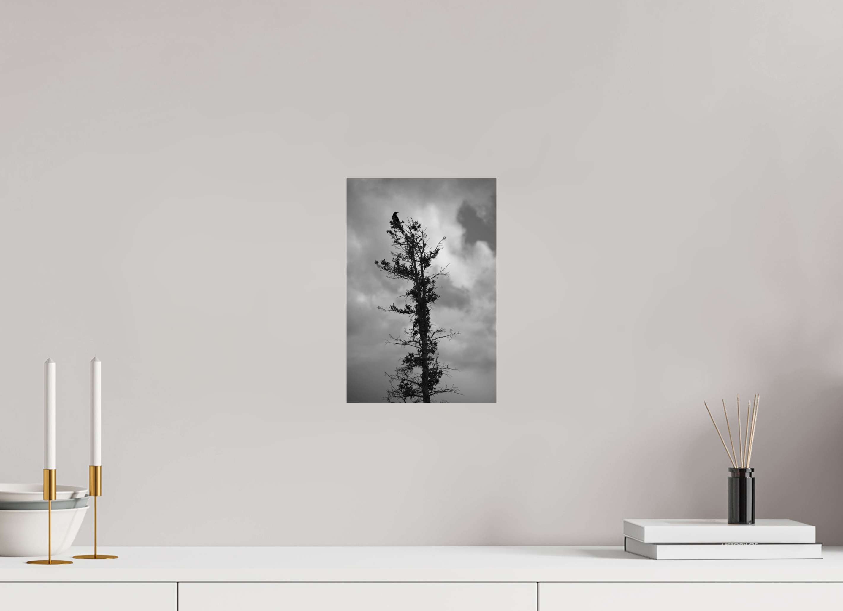 20 x 30 cm, B&W Baseline, No Frame, Rails. Foreboding Crow