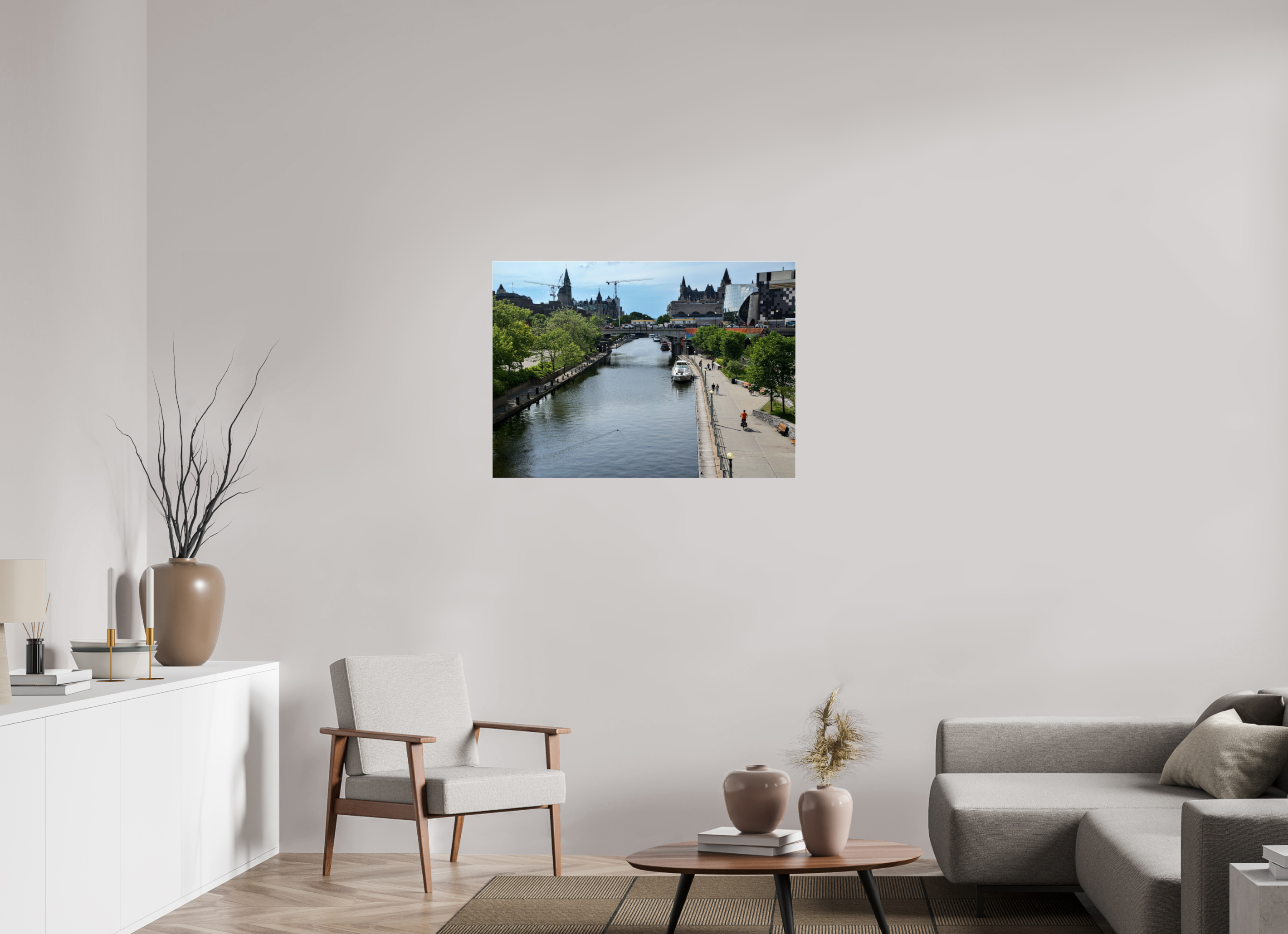 98 x 70 cm, Photo Print Under Acrylic Glass Sunny day on the Rideau Canal