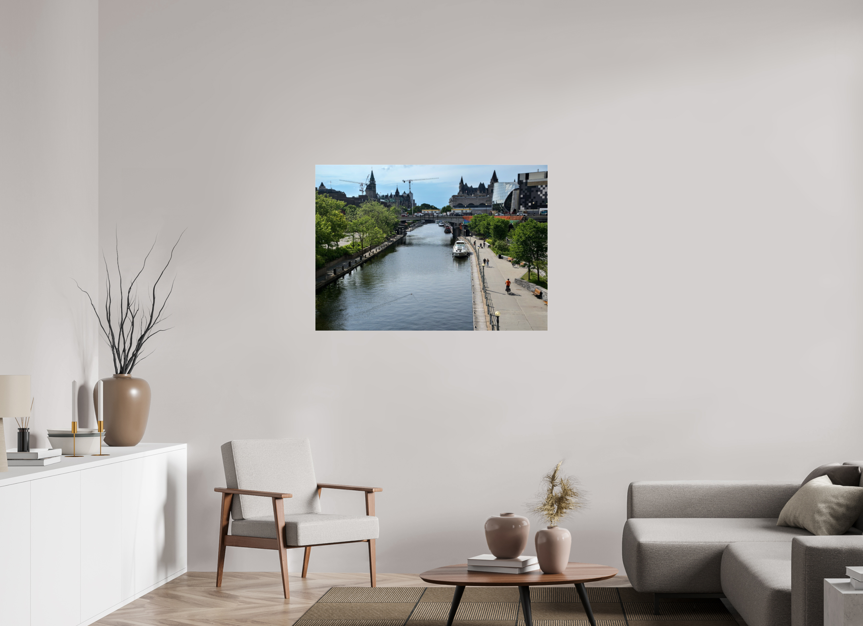 112 x 80 cm, Photo Print Under Acrylic Glass Sunny day on the Rideau Canal