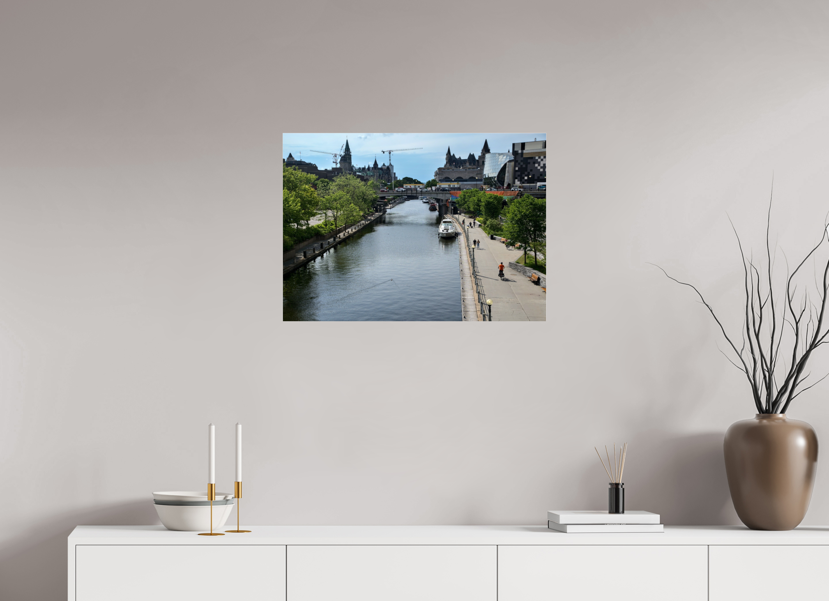 70 x 50 cm, Photo Print Under Acrylic Glass Sunny day on the Rideau Canal