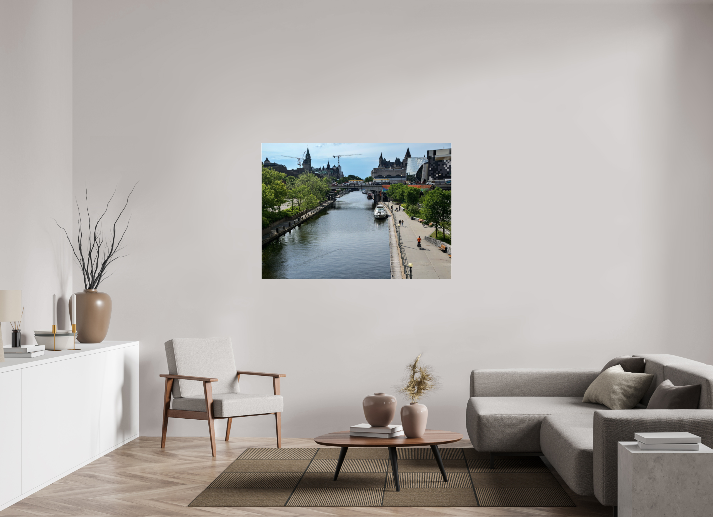 140 x 100 cm, Photo Print Under Acrylic Glass Sunny day on the Rideau Canal