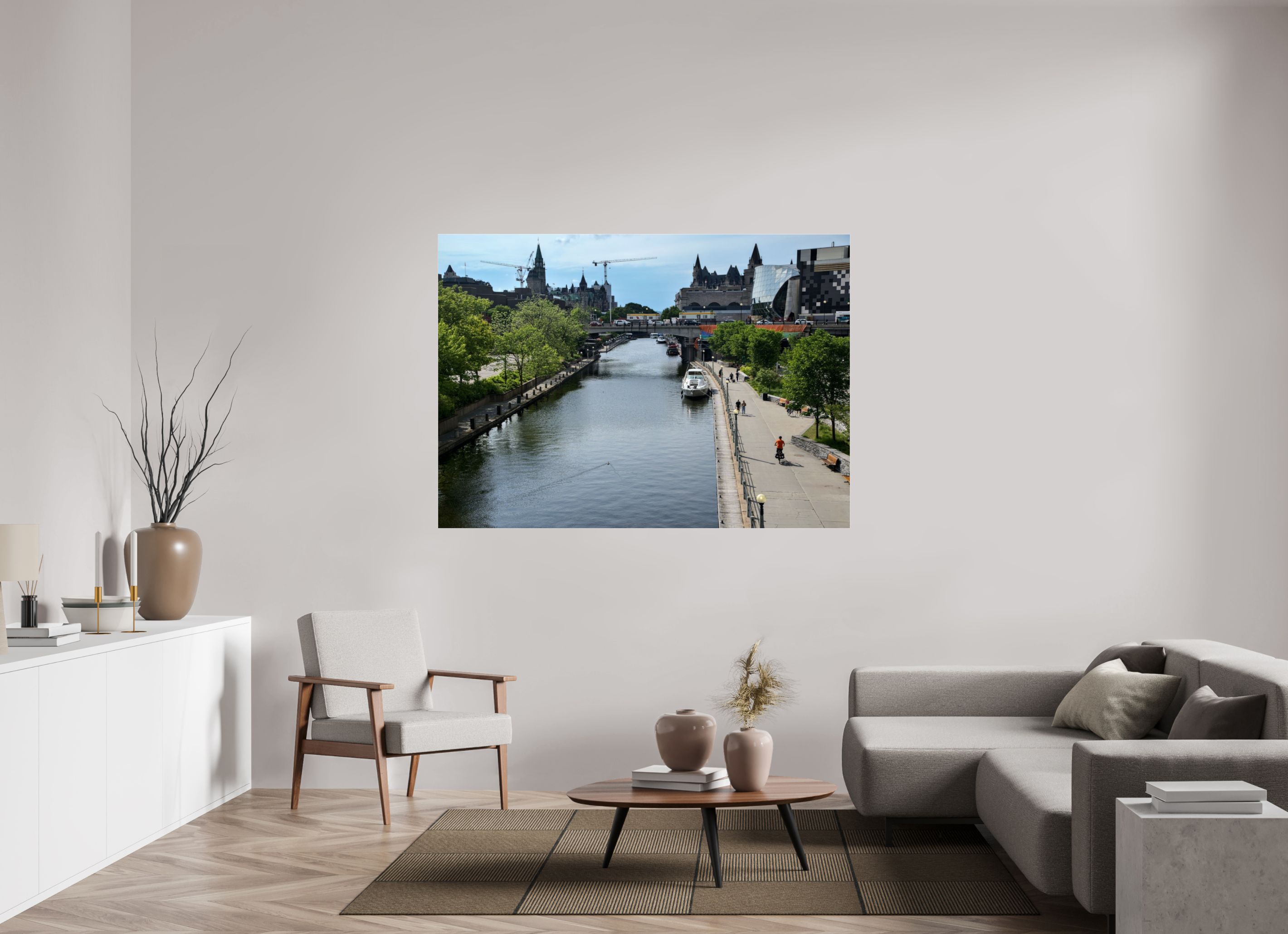 168 x 120 cm, Photo Print Under Acrylic Glass Sunny day on the Rideau Canal