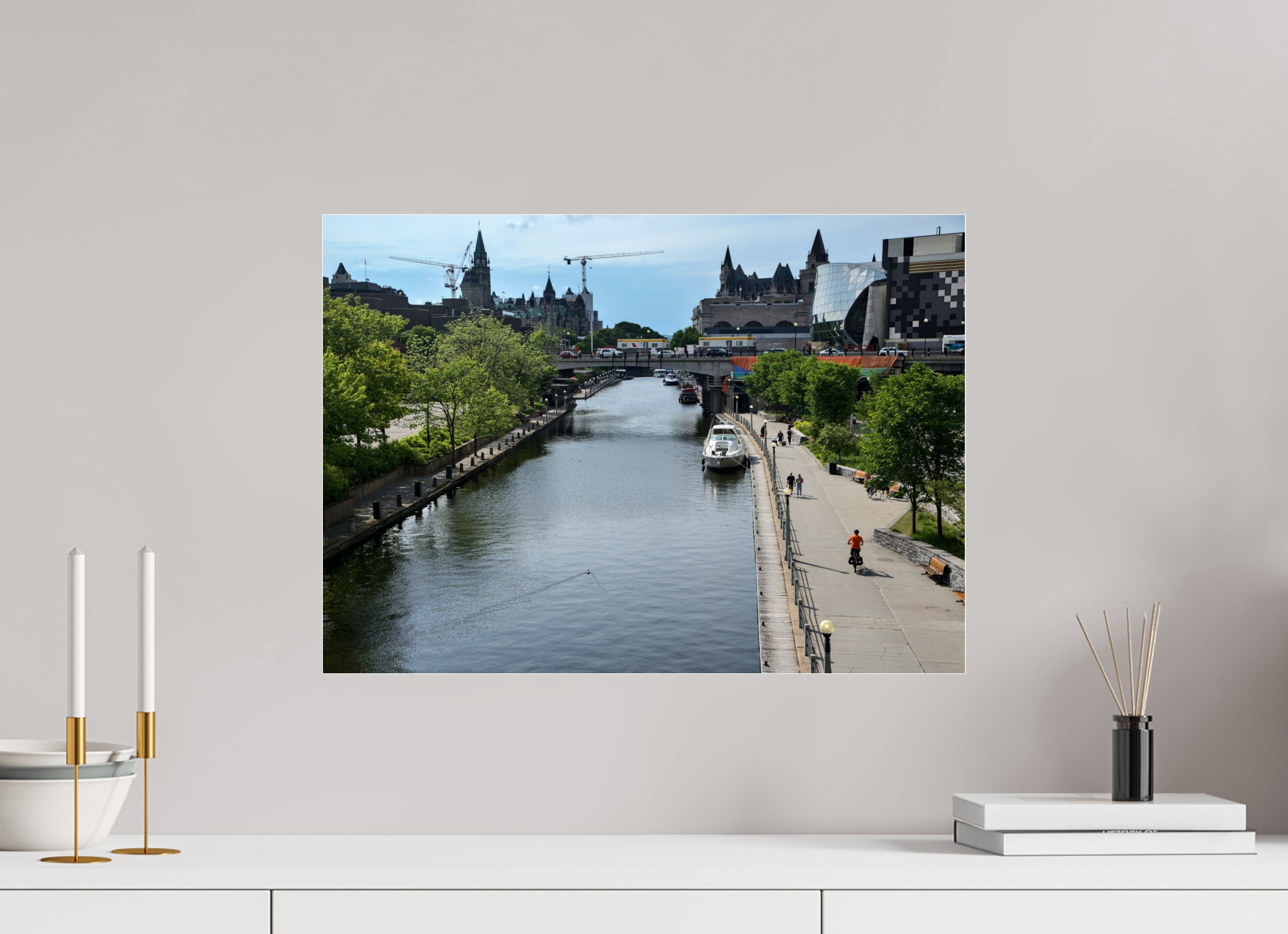 56 x 40 cm, Photo Print Under Acrylic Glass Sunny day on the Rideau Canal