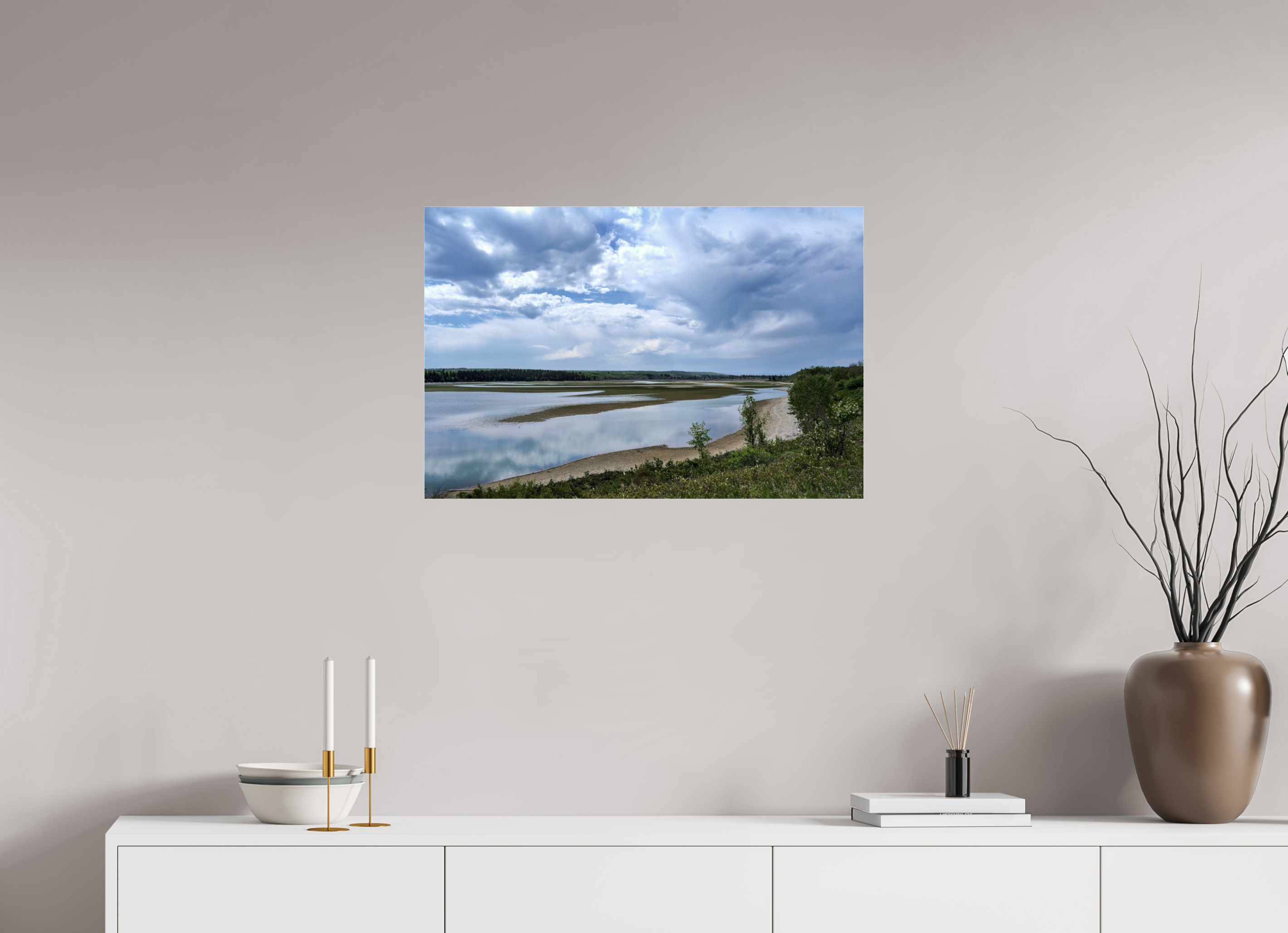 75.1 x 50 cm, Photo Print Under Acrylic Glass Glancing at the reservoir