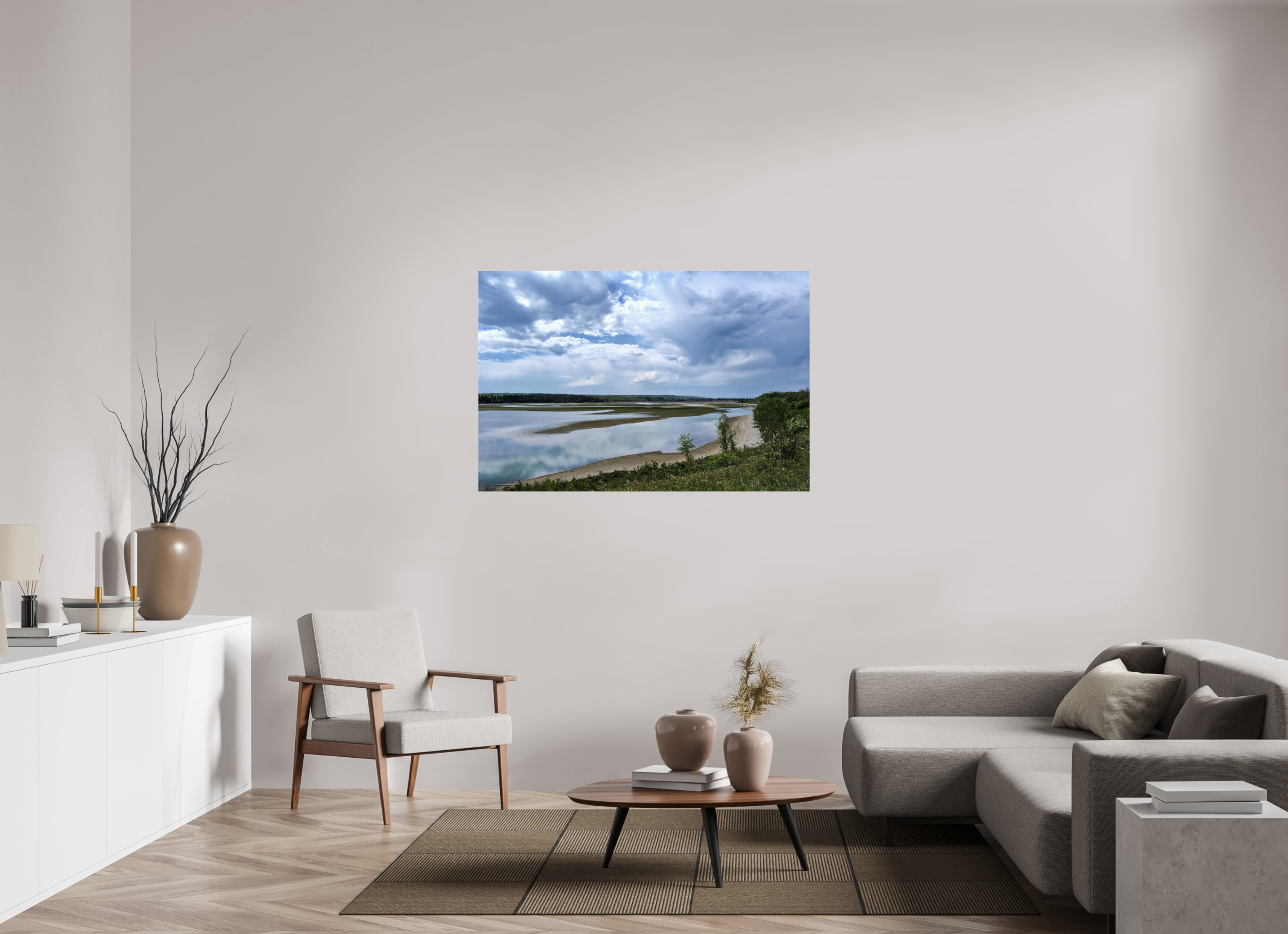 135.3 x 90 cm, Photo Print Under Acrylic Glass Glancing at the reservoir