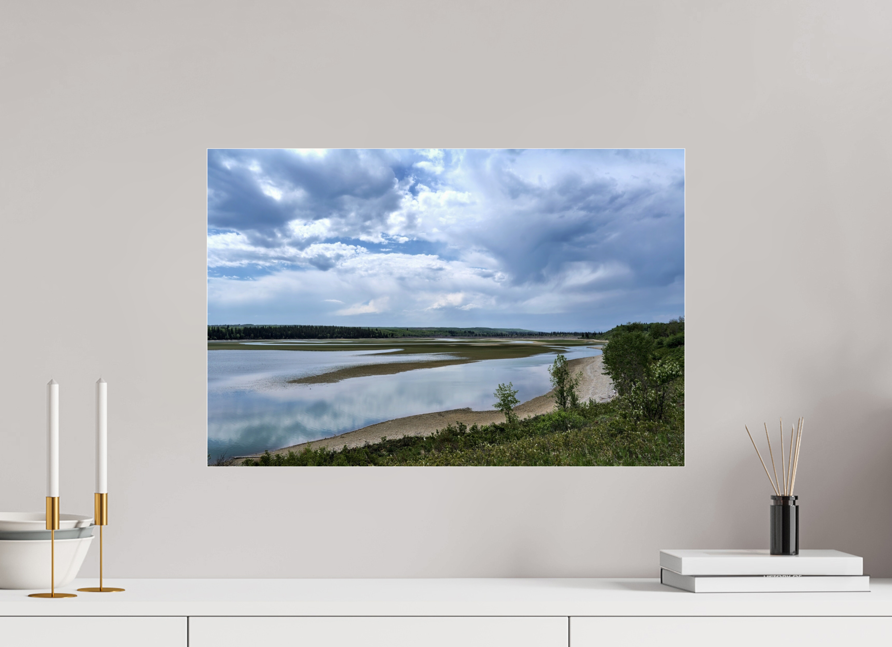 60.1 x 40 cm, Photo Print Under Acrylic Glass Glancing at the reservoir