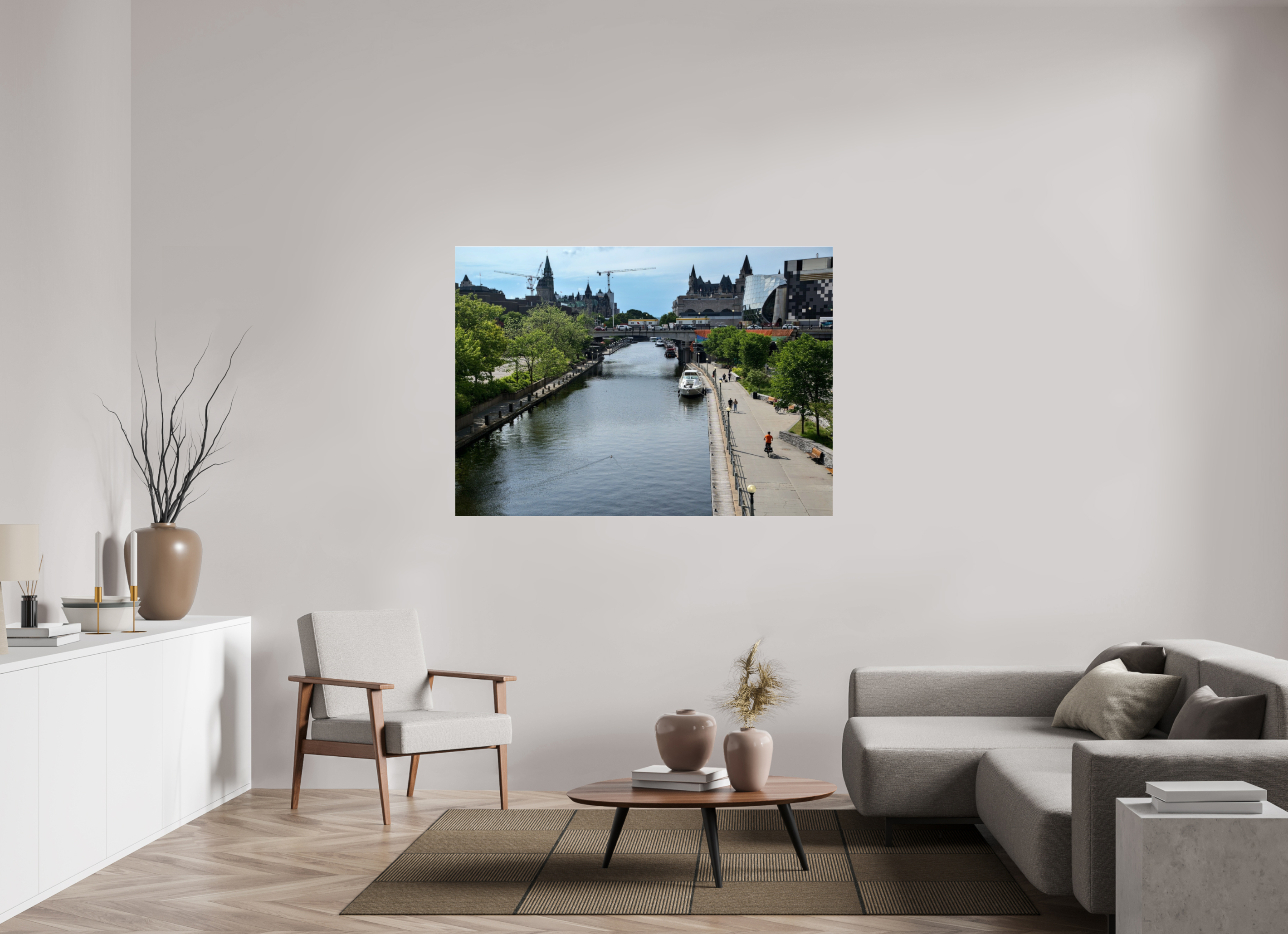 154 x 110 cm, Photo Print Under Acrylic Glass Sunny day on the Rideau Canal